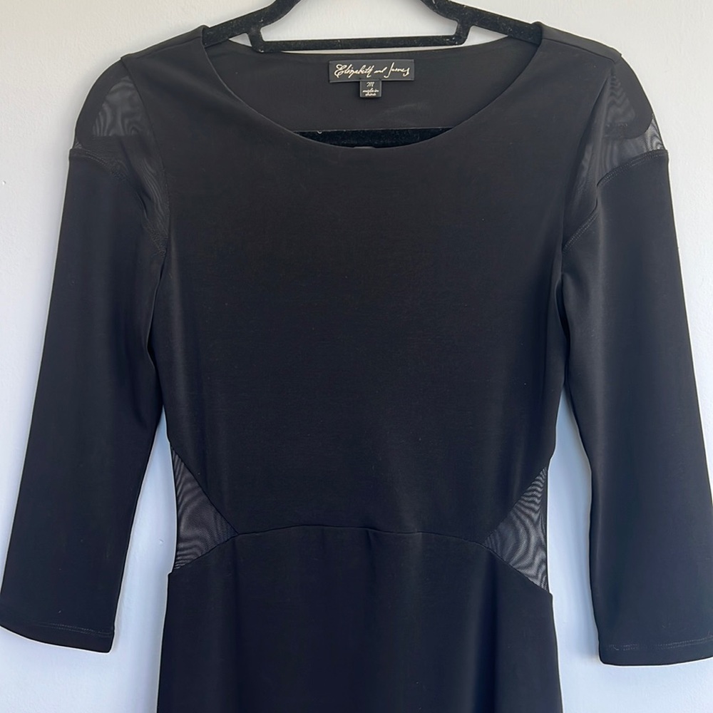 Elizabeth and Jame Black Bodycon Dress with Sheer Cutouts & Open Back
